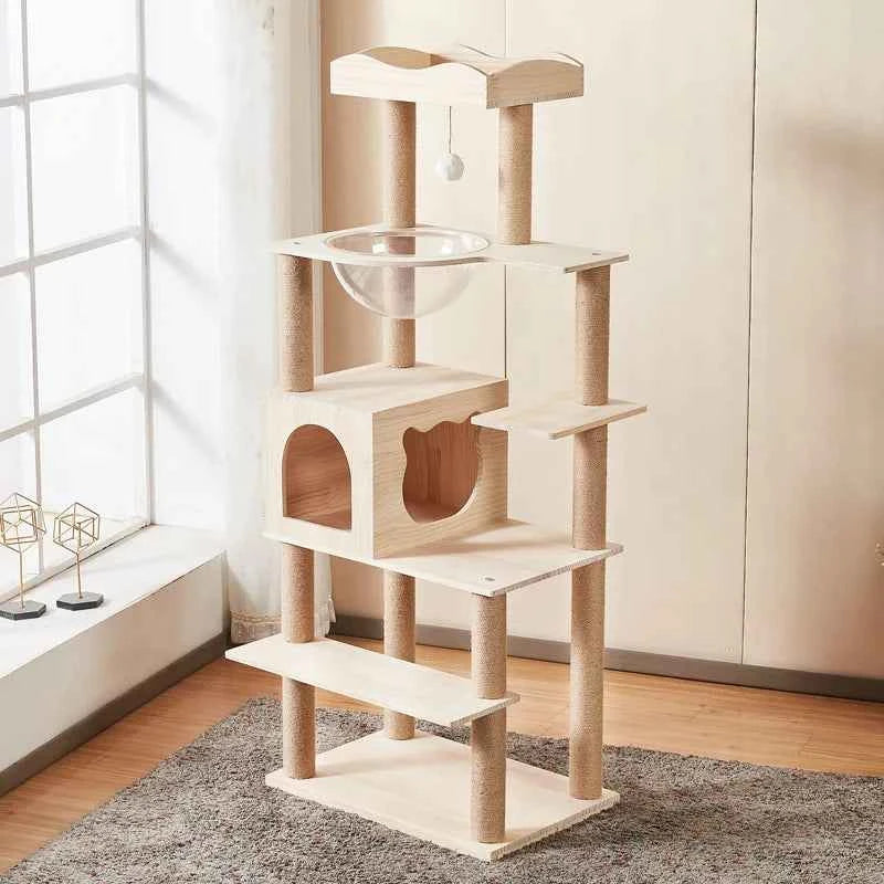 LMM solid wood cat climbing frame integrated luxury large climbing frame cat climbing frame