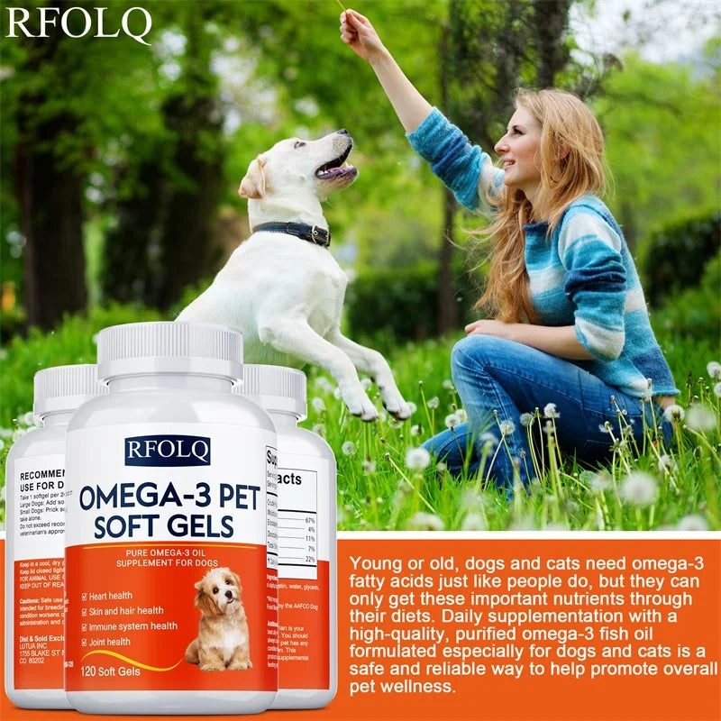 Omega-3 Pet Supplement - Fish Oil for Dogs with EPA & DHA - Supports Heart, Skin, Coat & Immune Health