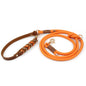 Brown Leather Dog Collar And Leashes Suit Woven Patterns Beautiful Durable Nylon Orange Colors Rope Hand Free Design 2026 New