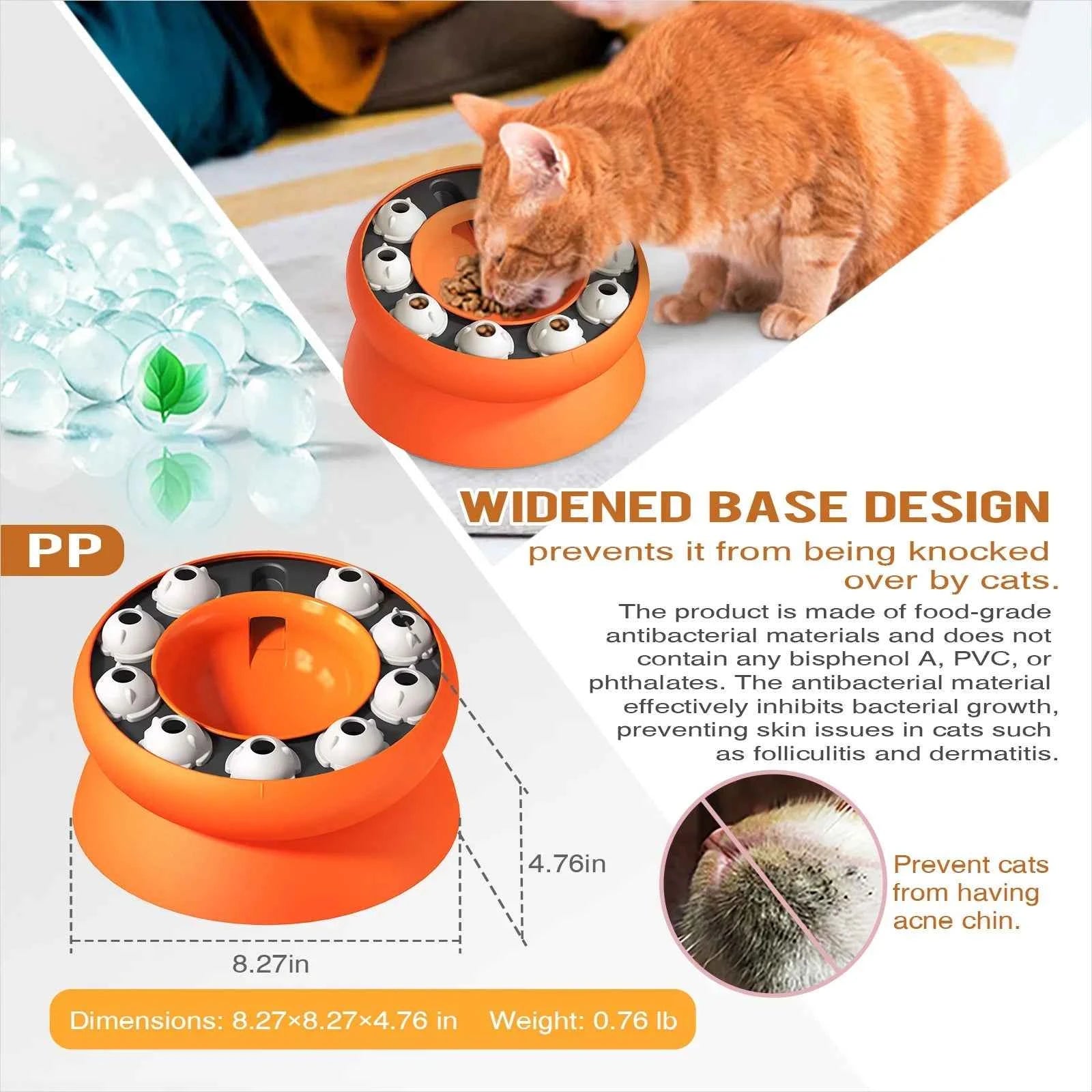 Cat Puzzle Feeder Slow Feeder Cat Bowl Interactive Indoor Pet Toy for Aid Pets Digestion Mental Stimulation