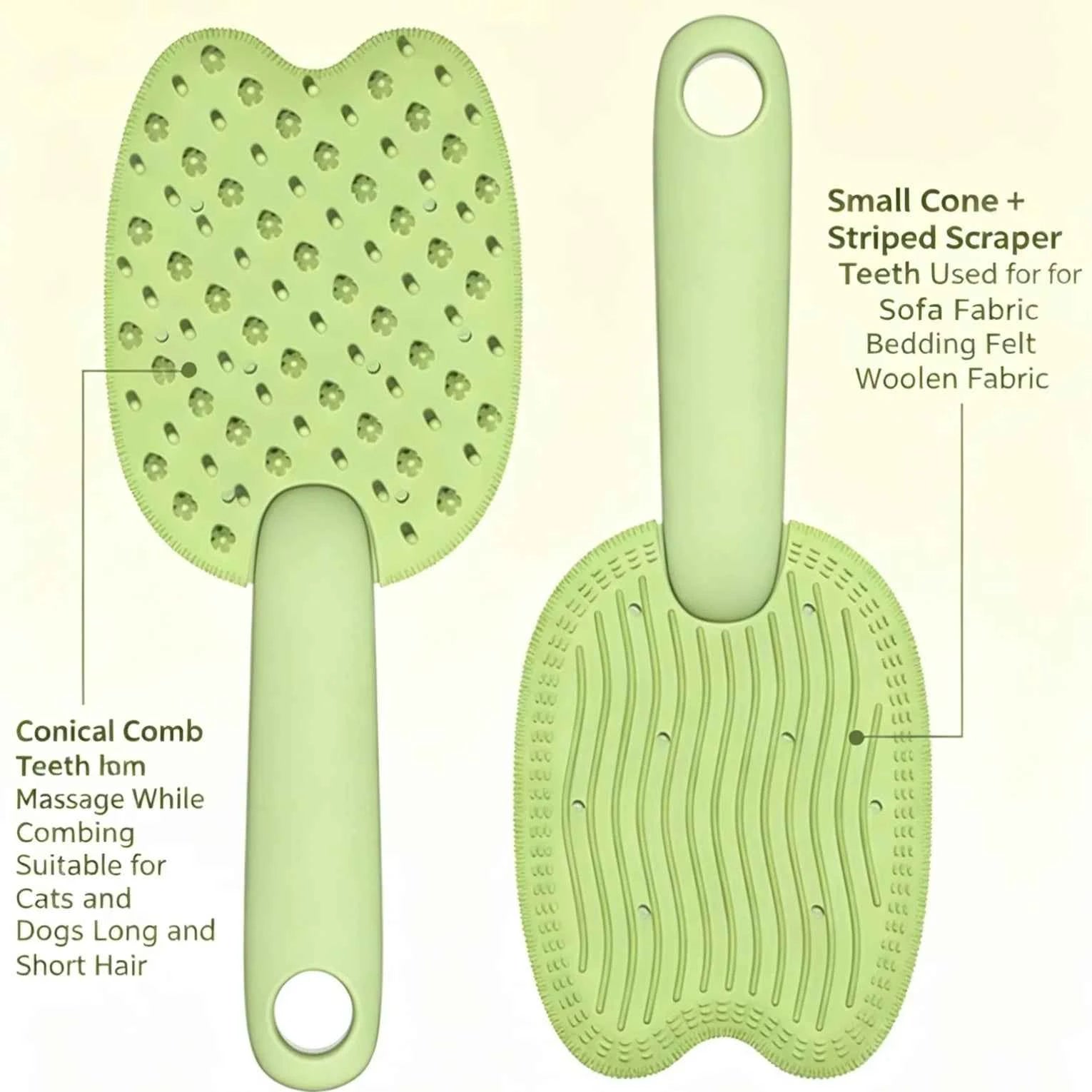 Massage & Deshedding Brush 2 in 1 – Pet Hair Remover Grooming Tool for Dogs Cats, Shedding Rake for Multiple Pets