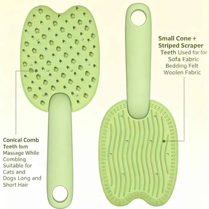 Massage & Deshedding Brush 2 in 1 – Pet Hair Remover Grooming Tool for Dogs Cats, Shedding Rake for Multiple Pets