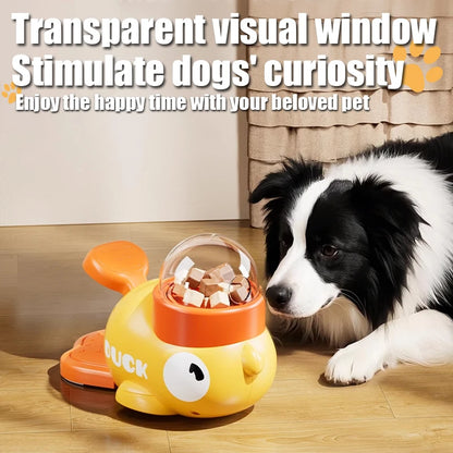 1PC Little Yellow Duck Pet Feeder Interactive Training Device For Cats And Dogs Food Dispensing By Pressing Automatic Feeder