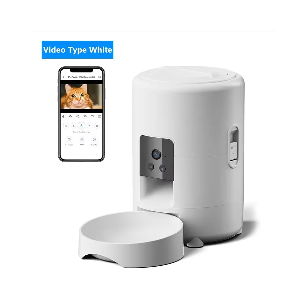 Smart Button WIFI APP And Video For Pets, Automatic Feeder For Cats and Dogs Bowl, Timed Operation, 2L Pet Feeder