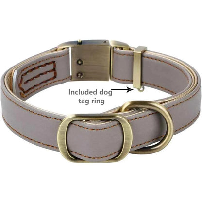 Fench BULLDOG Collar Chede Basic Classic Luxury Padded Leather Dog Collar The Seatbelt Buckle for Large Medium Small Pets