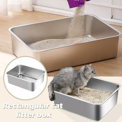 Large Stainless Steel Cat Litter Box – Odour-Resistant Metal Litter Pan for Big Cats - Bdba PK