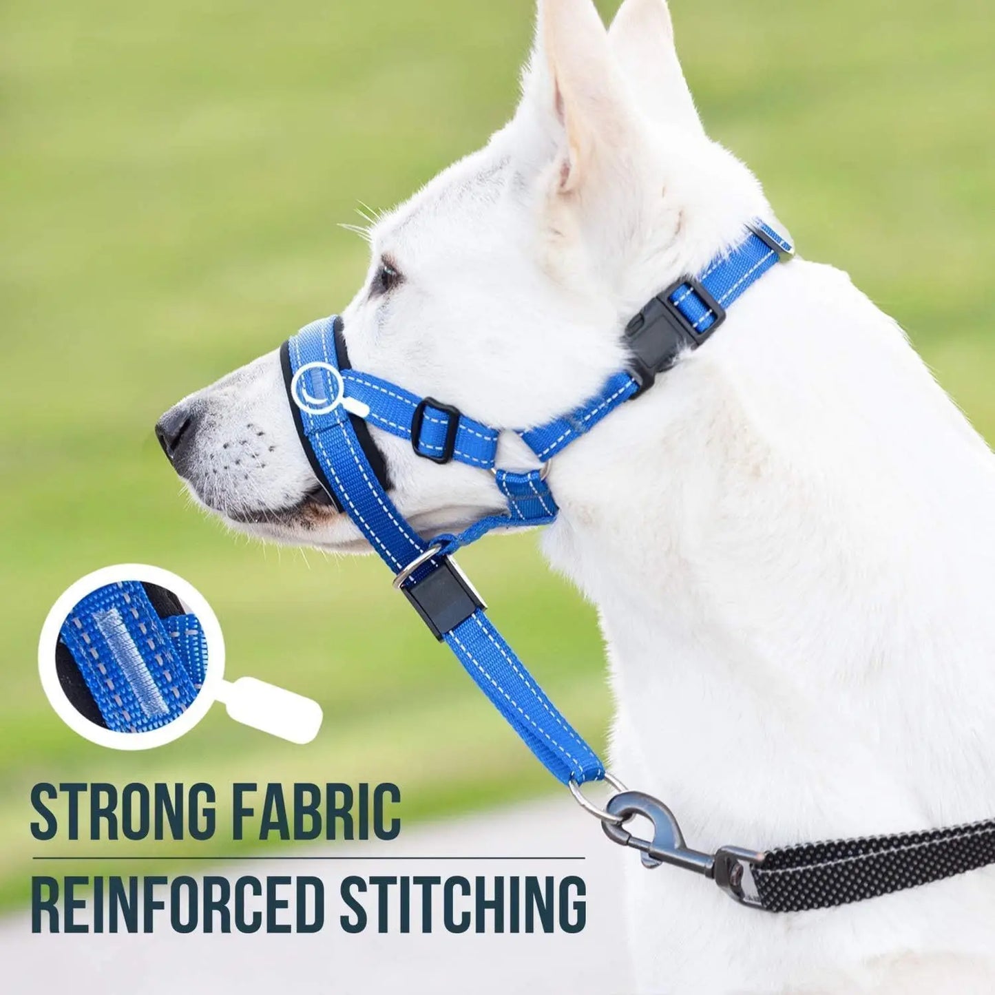 2-Pack Adjustable Nylon Dog Muzzles with Reinforced Stitching–Leader Halter with Safety Strap for Training and Pull-Free Walks - Bdba PK
