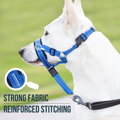 2-Pack Adjustable Nylon Dog Muzzles with Reinforced Stitching–Leader Halter with Safety Strap for Training and Pull-Free Walks - Bdba PK