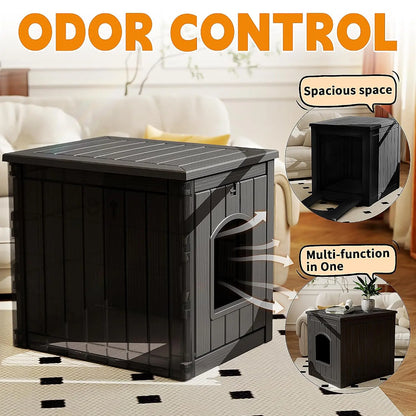 Cat Litter Box Enclosure, Multi-Functional Hidden Cat Litter Box Furniture & Cat Box Enclosure Cabinet with Side Table, Custom