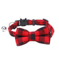 Pet Breakaway Cat Collar Bow Tie and Bell Cute Plaid Christmas Red Elastic Adjustable Dog Collar With Sash Small Bell For Cats