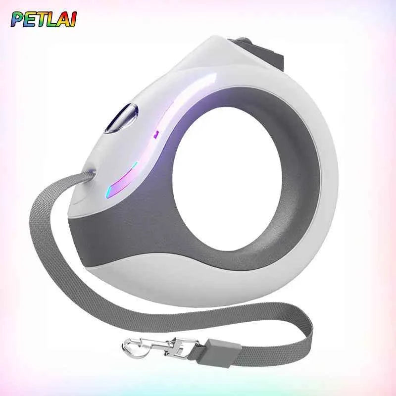 Dog Hands-Free Circular Light-Up Automatic Retractable Leash New Style Colorful Breathing Light Dog Harnesses for Walk at Night