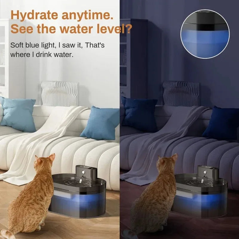 2.2L Smart Cat Water Fountain, 120° Motion Sensor, Type-C, 2600mAh Battery, Ultra-Quiet 25dB, BPA-Free, 1-Week Auto Watering - Bdba PK