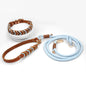 Brown Leather Dog Collar And Leashes Suit Woven Patterns Beautiful Durable Nylon Orange Colors Rope Hand Free Design 2026 New