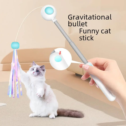 Gravity Cat Wand Interactive Feline Toy Self Play Feather Bell Catnip Kitten Entertainment Pet Accessory Playtime Wand Fun Toy
