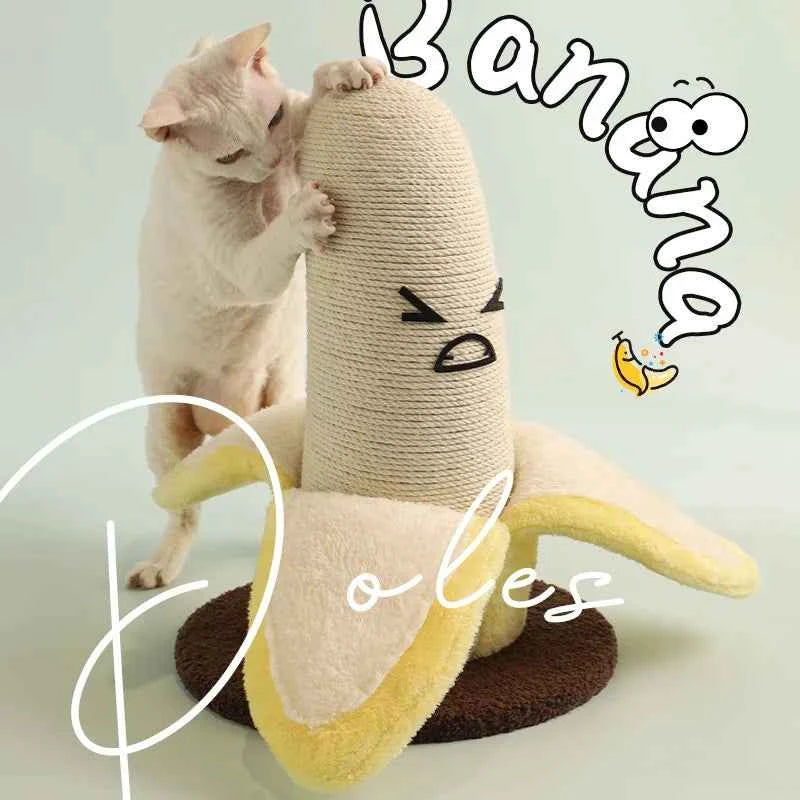 Small Space Banana Sisal Cat Scratcher Post Mushroom Shaped Kitten Nail Grinding Toy Indoor Cat Furniture