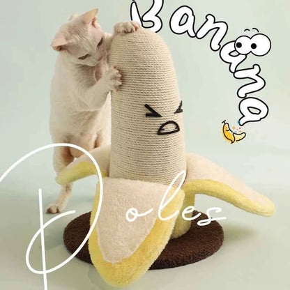 Small Space Banana Sisal Cat Scratcher Post Mushroom Shaped Kitten Nail Grinding Toy Indoor Cat Furniture