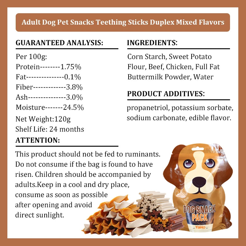 Mixed Flavour Dog Dental Chew Sticks – 120g Teeth Cleaning Bone for Puppies & Adult Dogs