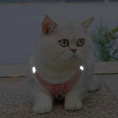 Cute Cat Dog Harness and Leash Set Winter Pet Outdoor Walking Supplies Reflective Adjustable Kitten Puppy Gatos Harnesses