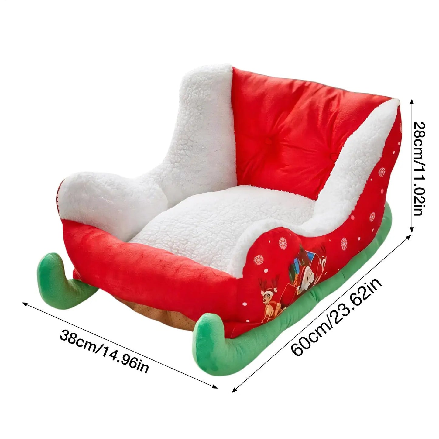 Christmas Sleigh Dog Bed Festive Plush Cozy Nest Insulated Winter Accessories Dog Houses Supplies Habitats Basket House Beds