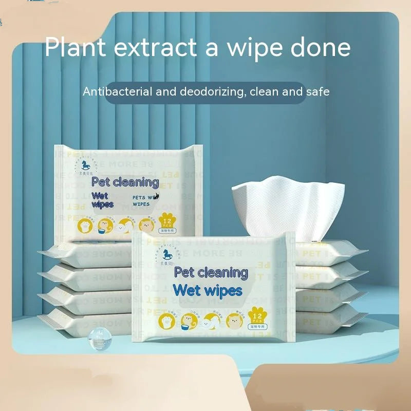 Pet Cleaning Towels, Cats and Dogs Body Eye and Ear Disinfection Hygiene Care Tear Stains Wet Wipes Portable Deodorant Cleaning - Bdba PK