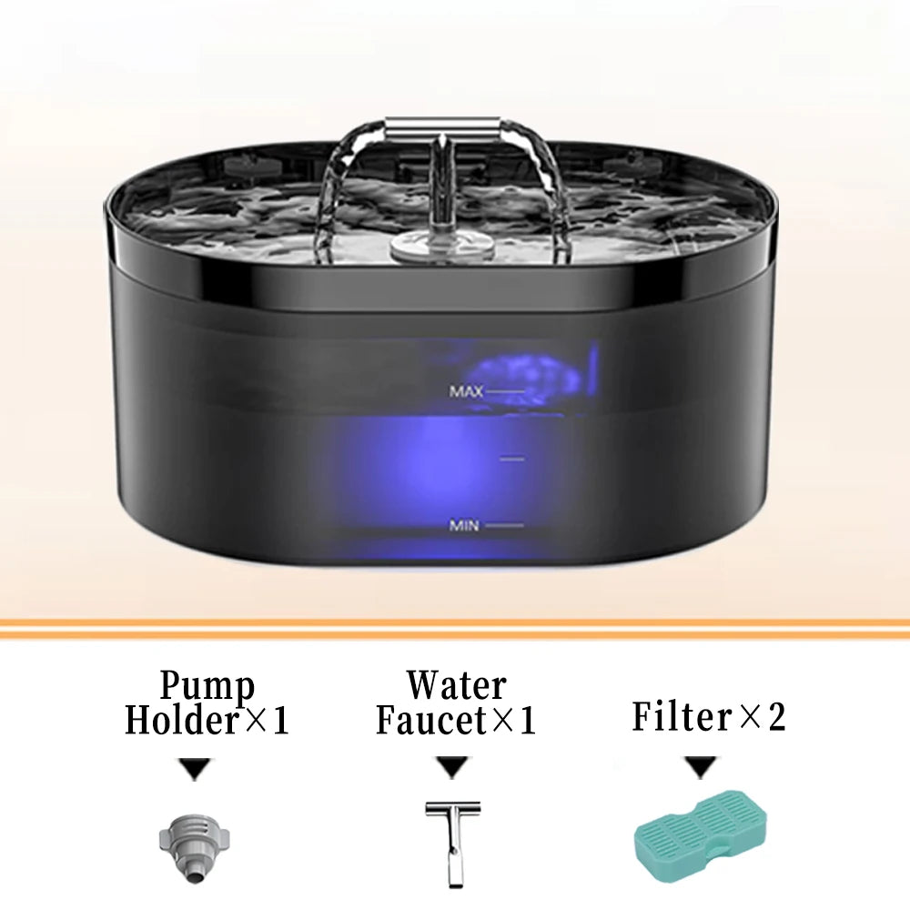 2.2L T-shaped Cat Water Fountain,Pet Water Dispenser With Filter,Dog Drinking Fountain For Cats,Ultra Quiet Water Pump - Bdba PK