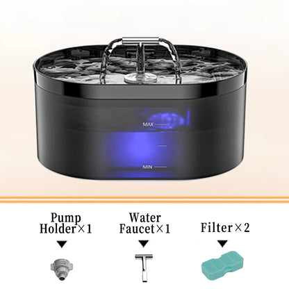 2.2L T-shaped Cat Water Fountain,Pet Water Dispenser With Filter,Dog Drinking Fountain For Cats,Ultra Quiet Water Pump - Bdba PK