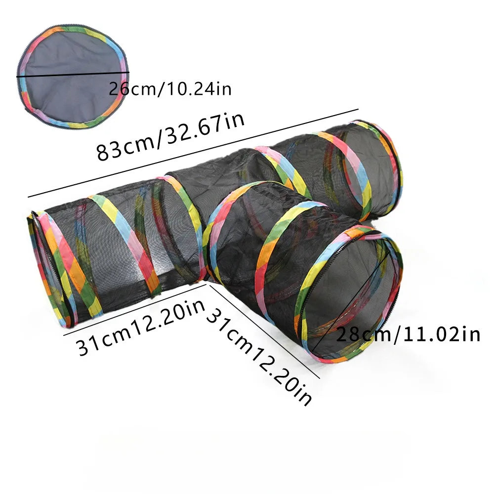 Foldable Cat Tunnel with Mesh Breathable Pet Play Tunnel for Kittens Cat Play House Dog Summer Outdoor Entertainment Cubes