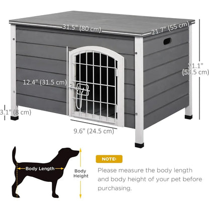 31" Wooden Dog Cage Kennel – Decorative Indoor Dog Crate with Wire Door & Lock - Bdba PK