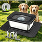 2.64gal Stainless Steel Dog Water Bowl, No Spill Anti-Splash Dog Bowls with XXL Mat, Spill-Proof Slow Feeder for Messy Drinkers, Heavy Duty Pet Bowls for Indoor/Outdoor Use, Black