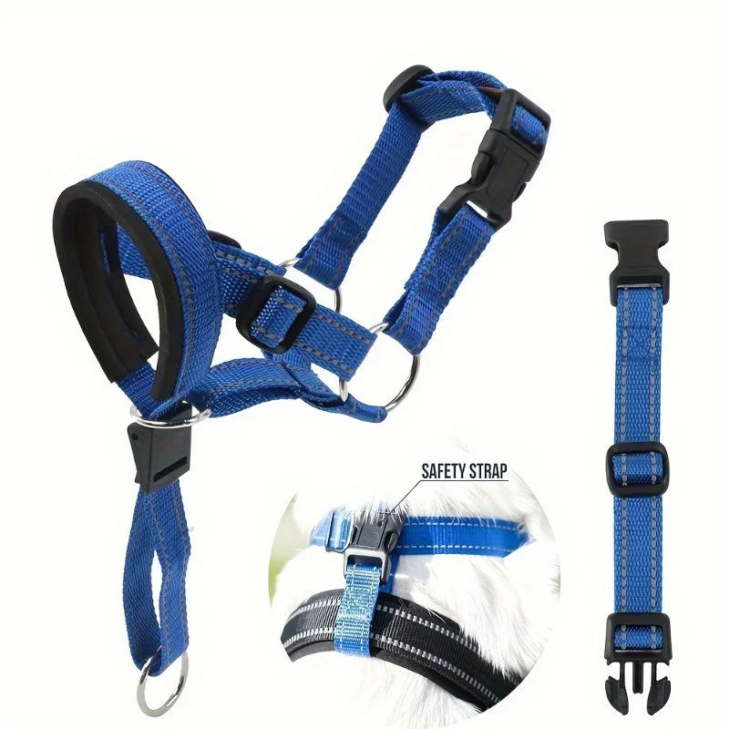 2-Pack Adjustable Nylon Dog Muzzles with Reinforced Stitching–Leader Halter with Safety Strap for Training and Pull-Free Walks - Bdba PK