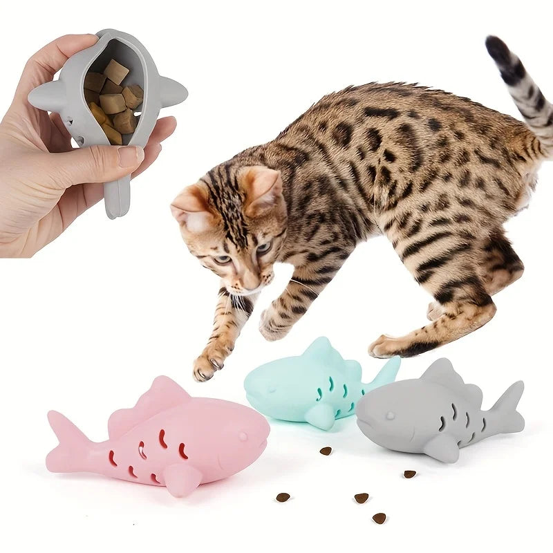 Pet's Chew Toy - Silicone Treat Dispenser Teeth Grinding & Mental Enrichment, Bite-Proof for Small Pets, Vibrant Fish Design