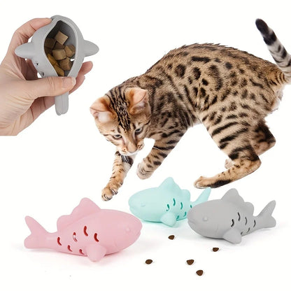 Pet's Chew Toy - Silicone Treat Dispenser Teeth Grinding & Mental Enrichment,  Bite-Proof for Small Pets, Vibrant Fish Design