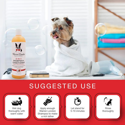 2-in-1 Pet Shampoo & Conditioner for Dogs & Cats | Soothes Dry Itchy Skin | Dandruff Control | 17oz | Made in USA - Bdba PK