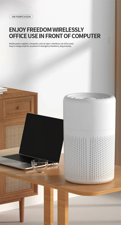 2024 New Portable USB Air Purifier Blue Anion Quickly Purifies the Environment and Can Add Essential Oils Low Noise Deodorizer