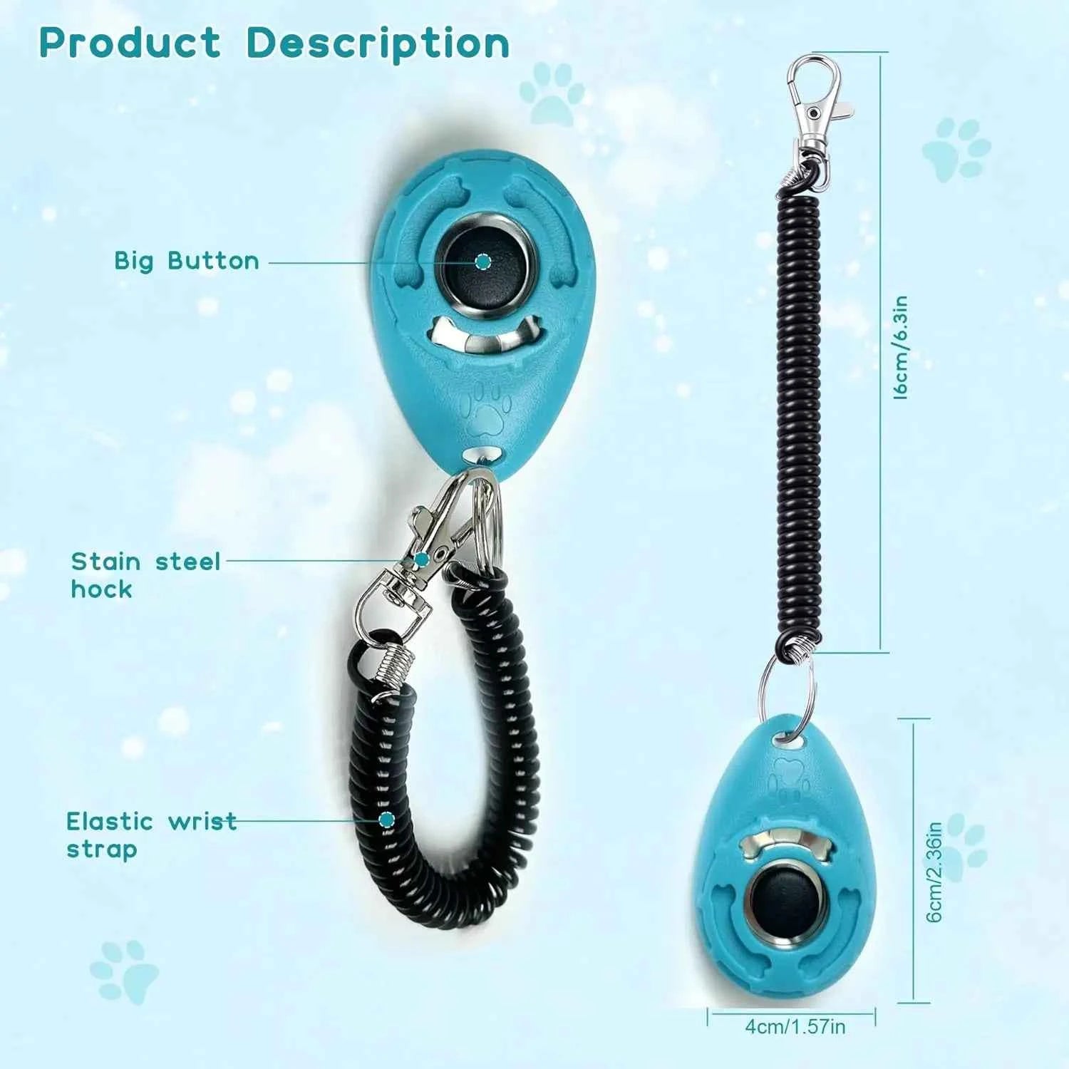 2pcs Dog Training Clicker With Sring Wrist And Keyring - Pet Dog Training Clickers For Puppy, Cat, Potty, Bird, Horse, Pet, Trai