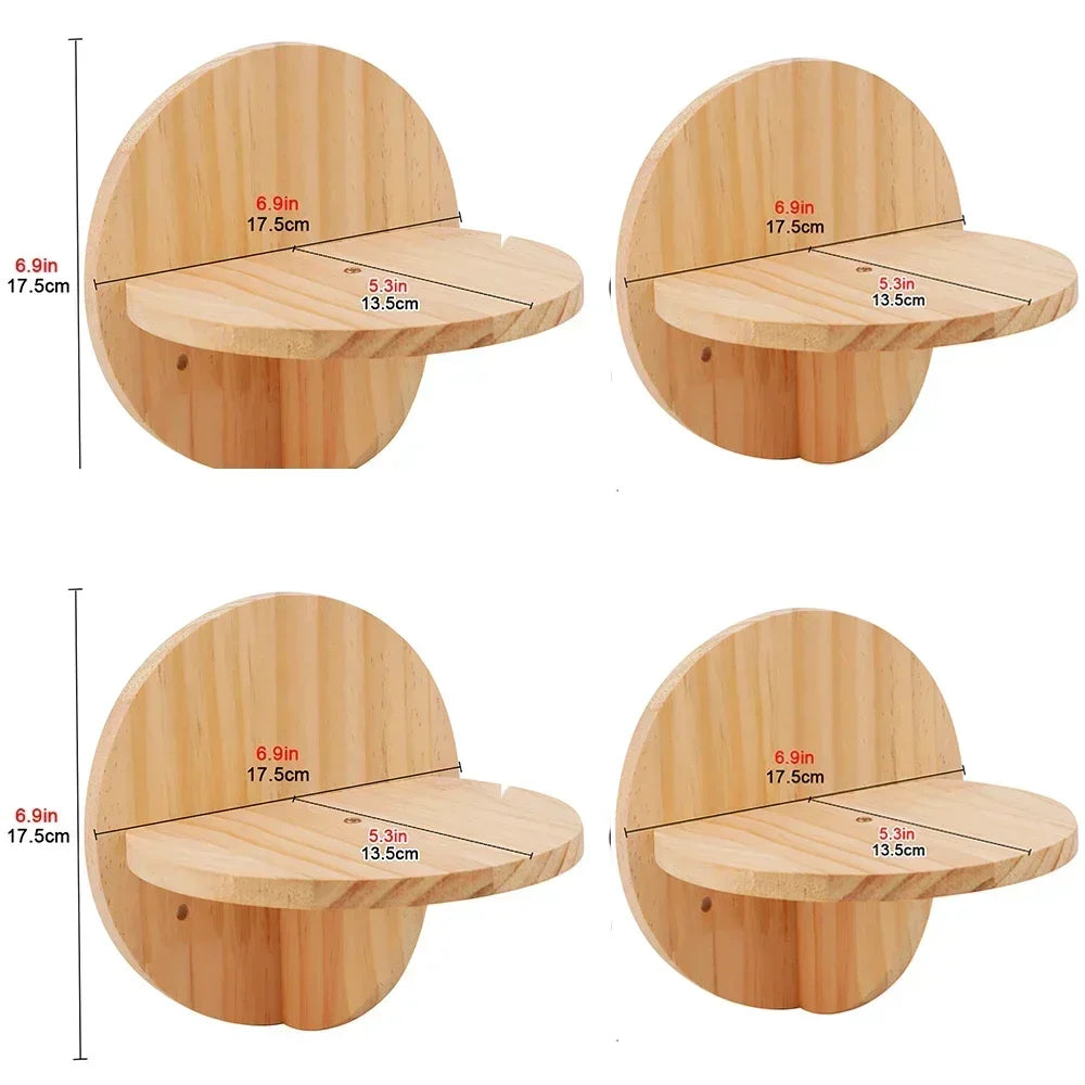 Wall-Mounted Cat Hammock Cat Climbing Stairs Solid Wood Cat Tree Tower Scratcher Rope Ladder Kitten House Indoor Cat Playground