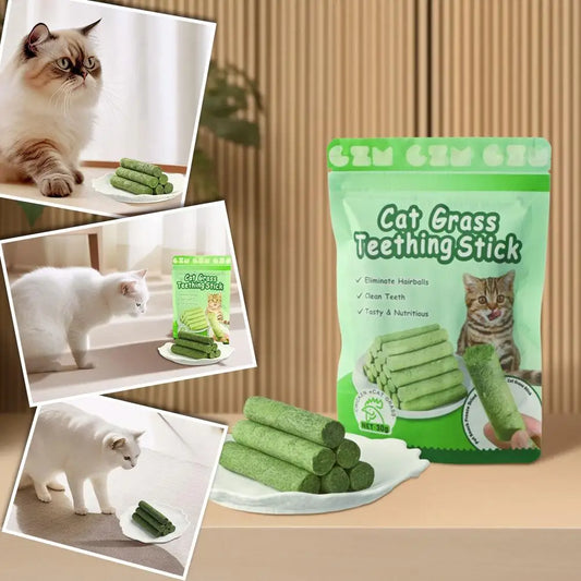6-Piece Cat Grass Teeth Grinding Sticks – Natural Hairball Removal & Dental Cleaning Chews for Cats - Bdba PK