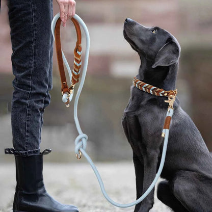 New Style Leather Leashes And Collars For You Dog Soft Nylon Braided Pet Shepherd Collar Medium Large Dogs Strong Pulling Set