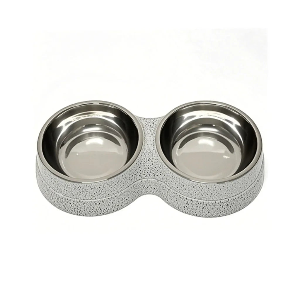 Pet Cat & Dog Dual Bowl - 2-in-1 Food & Water Bowl for Medium Cats, Puppies, Pet Feeding Supplies - Bdba PK