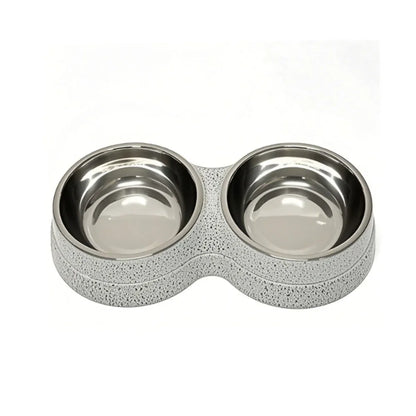 Pet Cat & Dog Dual Bowl - 2-in-1 Food & Water Bowl for Medium Cats, Puppies, Pet Feeding Supplies - Bdba PK