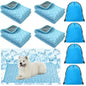 4 Pack Dog Cooling Mat with Storage Bag 40" x 28" Blue Ice Silk Cooling Mat for Dogs Cats Washable Foldable Pet Sleeping Pad fo