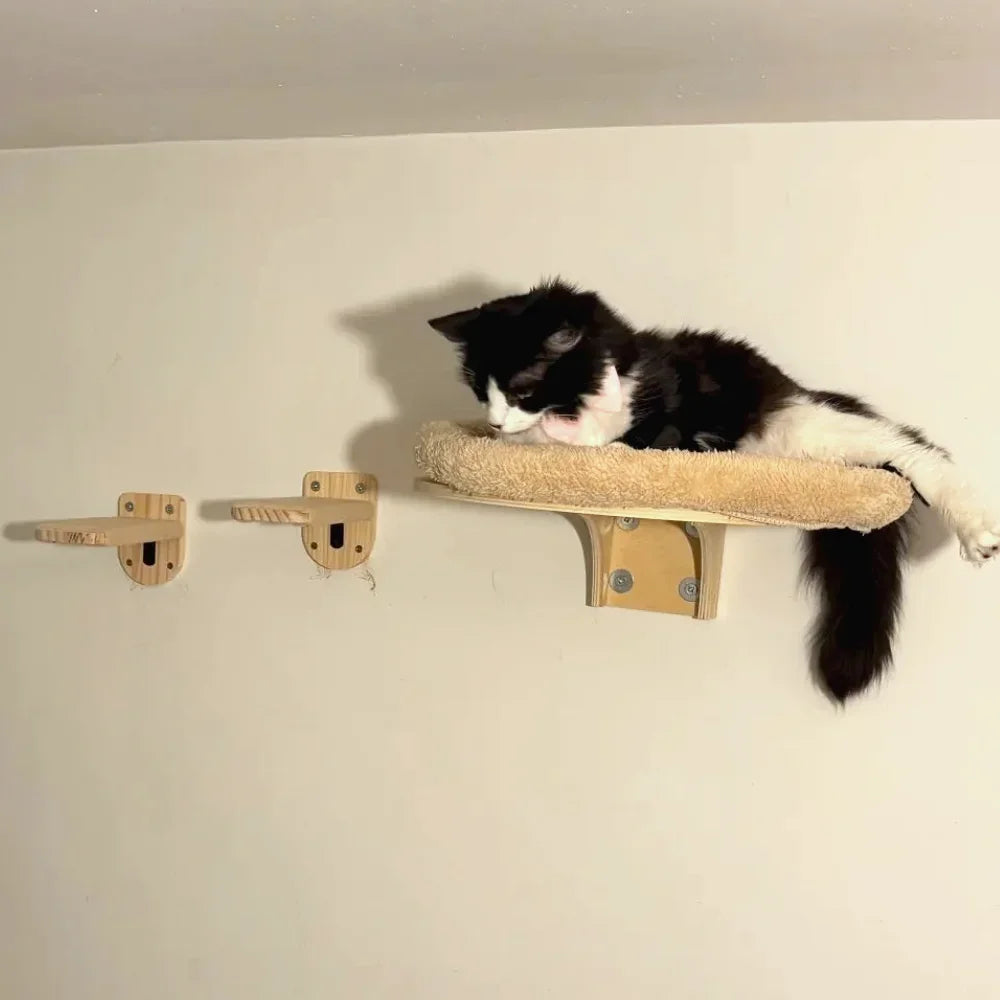 Wall-Mounted Cat Stairs Cat Scratching Posts Hammock Moon House Indoor Cat Gym Cats Furniture for Kittens Climbing and Sleeping