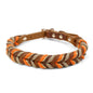 Brown Leather Dog Collar And Leashes Suit Woven Patterns Beautiful Durable Nylon Orange Colors Rope Hand Free Design 2026 New