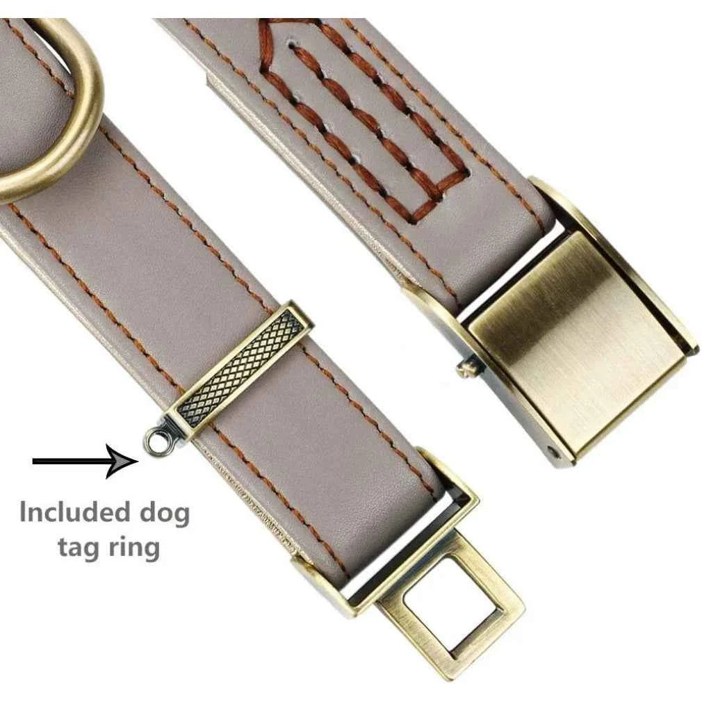 Fench BULLDOG Collar Chede Basic Classic Luxury Padded Leather Dog Collar The Seatbelt Buckle for Large Medium Small Pets