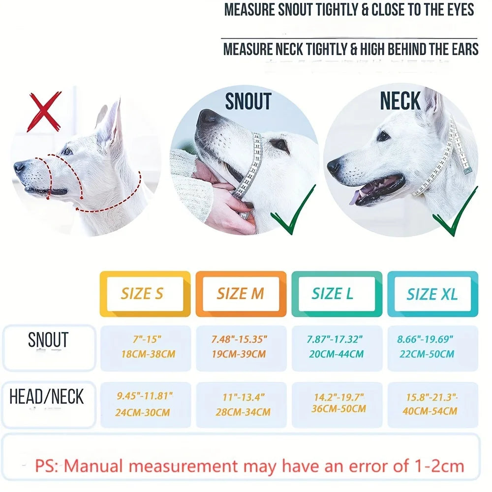 2-Pack Adjustable Nylon Dog Muzzles with Reinforced Stitching–Leader Halter with Safety Strap for Training and Pull-Free Walks - Bdba PK