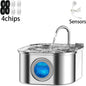 3.2 Stainless Steel L Pet Water Fountain with LED Indicator and Visual Water Level to Keep Cats and Small Dogs’ Water Fresh
