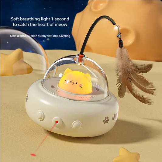 Smart Teaser Cat Toy Electric UFO Cat Teaser Stick With Bell Training Pet Toys Replaceable Feather Interactive Cat Supplies