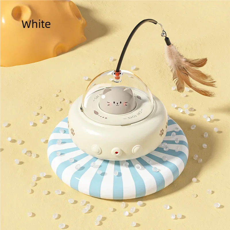 Smart Teaser Cat Toy Electric UFO Cat Teaser Stick With Bell Training Pet Toys Replaceable Feather Interactive Cat Supplies