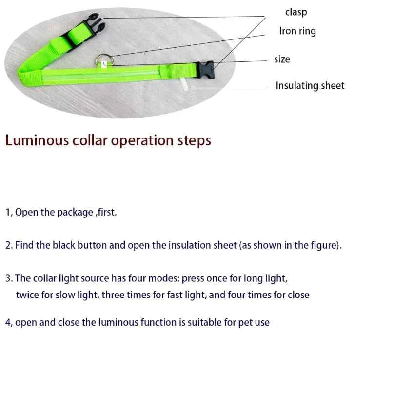Nylon LED Luminous Dog Collar Leash Set Night Safety Flashing Glow In The Dark Fluorescent Pet Dog Walking Lead Anti-lost Night