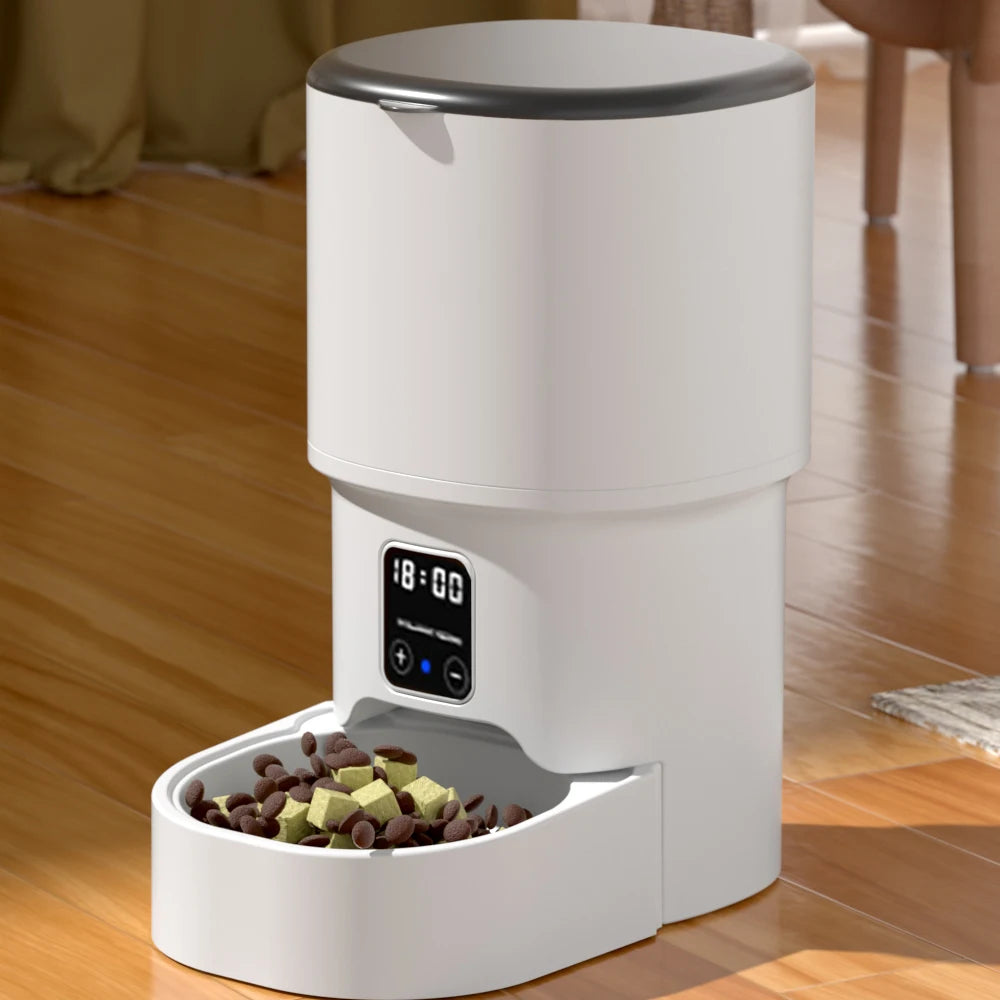 4L WIFI Button Automatic Cat Feeder Intelligent Cat and Dog Pet Feeder Smart Pet Cat Food Dispenser Pet Feeder(No 5V 1A plug) - Bdba PK